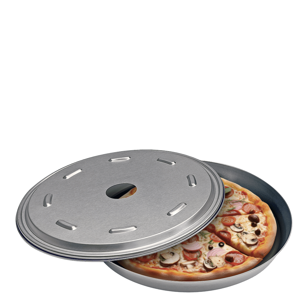 Mehrweg Pizzabox mit Pizza von Reusable Dishes